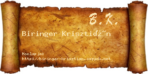 Biringer Krisztián névjegykártya